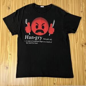 2000s 00s Hangry Emoji Funny Comedy Black Graphic T-shirt